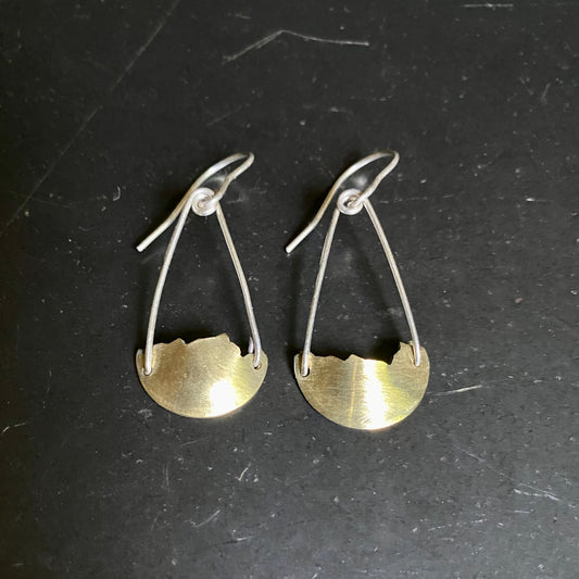 Domed Brass Mountain Earrings